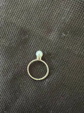 White Pearl Women Tiny Ring 925 Sterling Gold Promise Petite Natural Pearl Gift